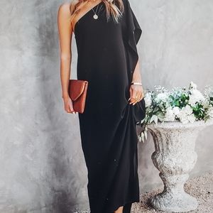 Black One Shoulder Long Dress